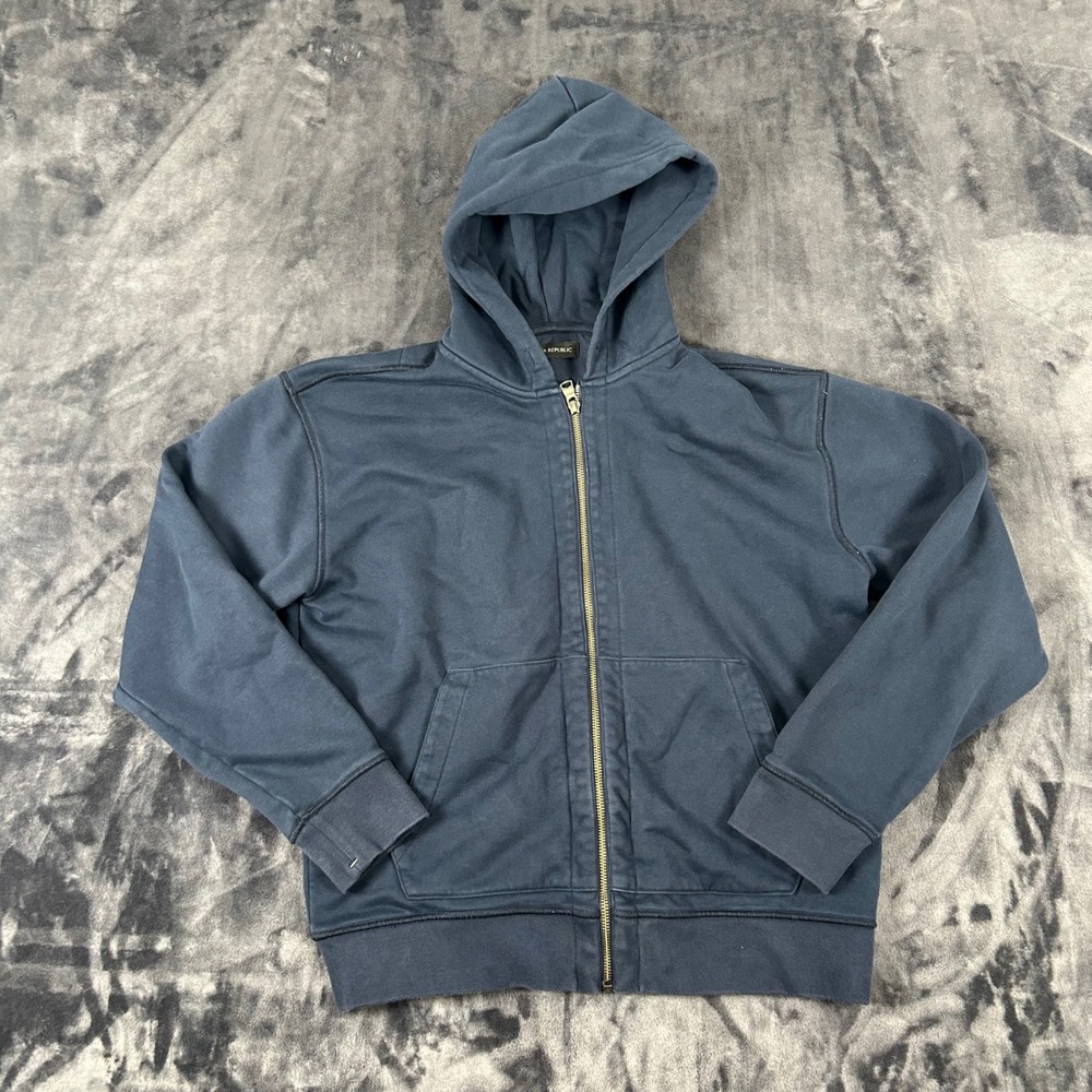 Banana Republic Full Zip Hoodie Mens XS Blue Cotton Blend Fleece Sweatshirt